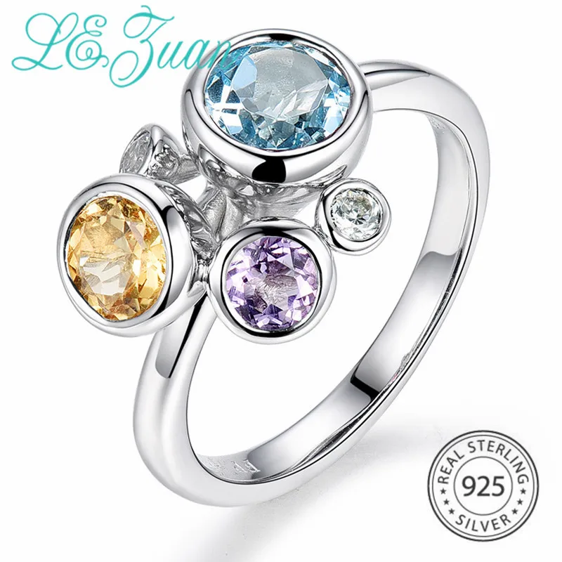 L & zuan природные 0.82ct топаз кольца для женщин 925 пробы Серебряное цитриновое