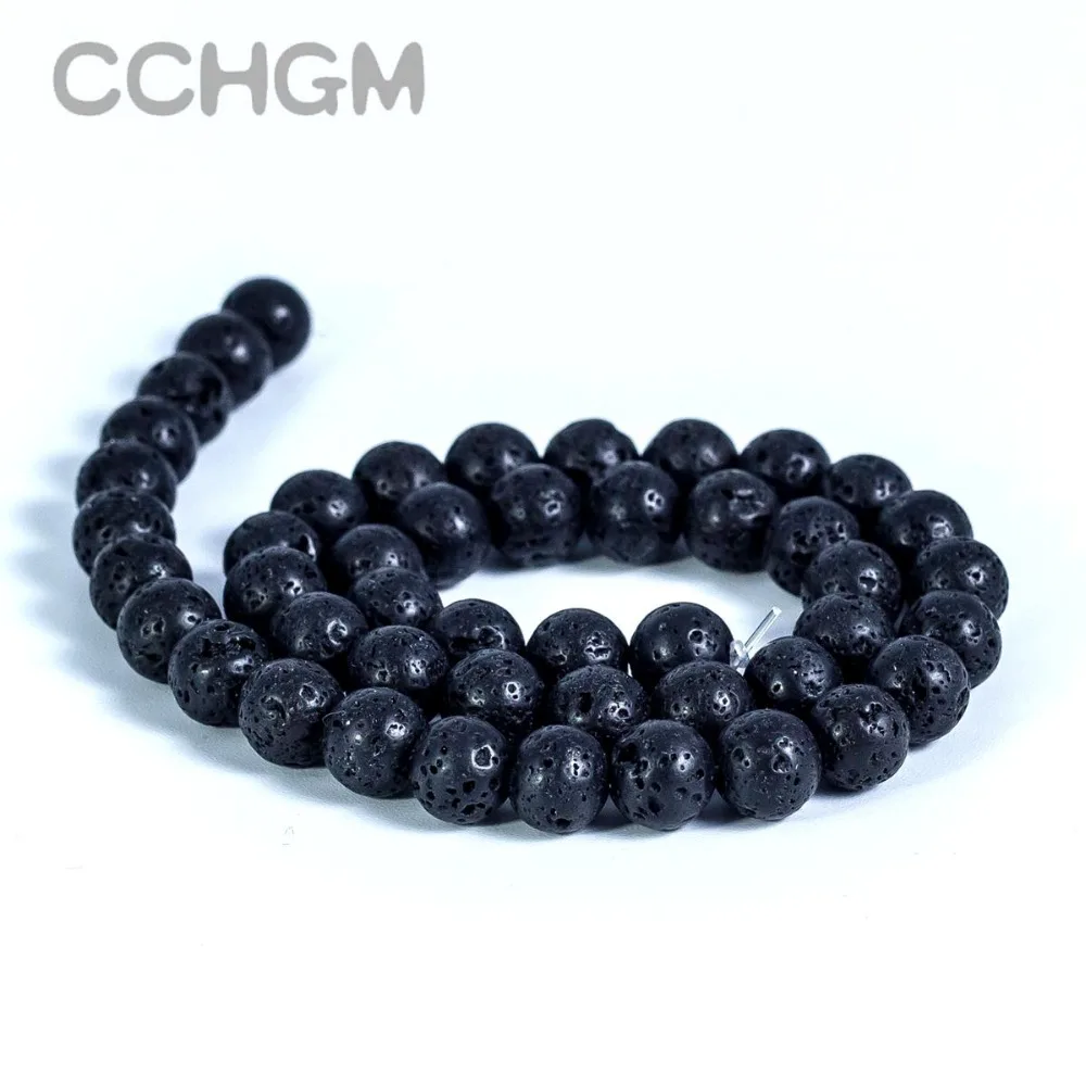 Черные бусины из вулканической лавы CCHGM круглые вулканического камня для