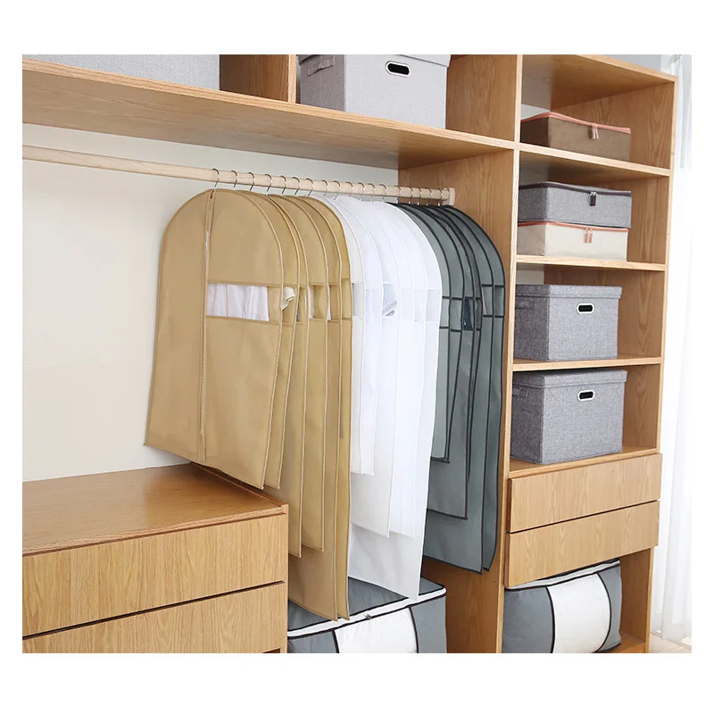

1 PCS Thicken Clothing Dust Cover Suit Coat Waterproof Protector Storage Bag with Zipper Home Protector Hanging Garment Bag