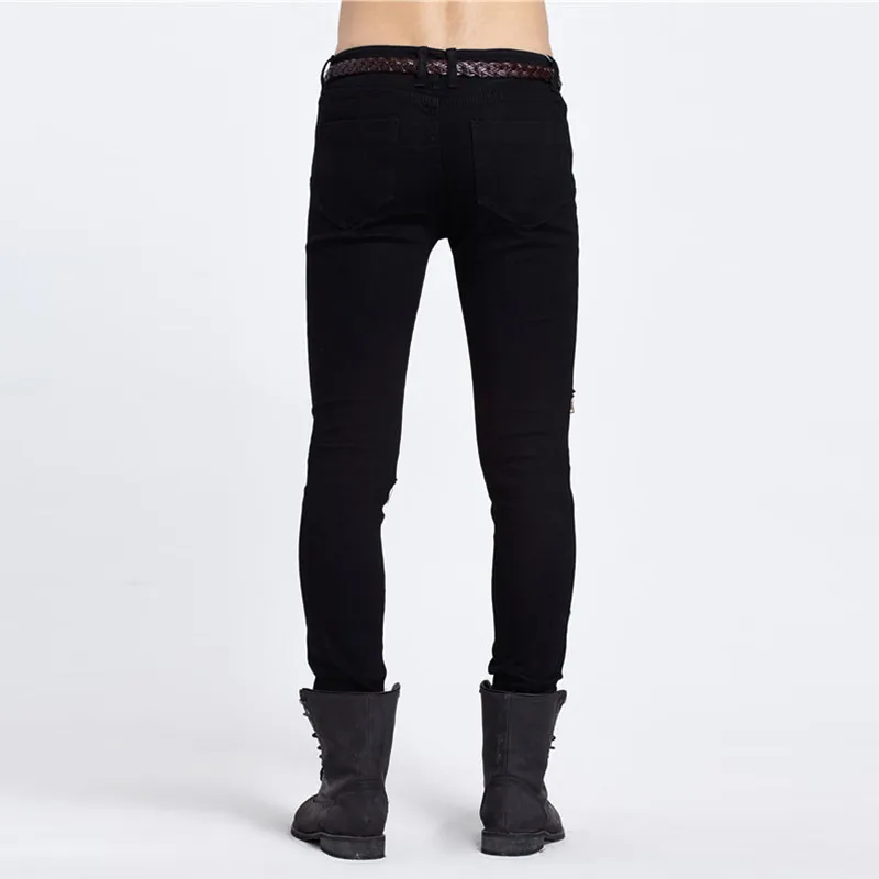 Джинсы мужские винтажные черные с дырками|brand men jeans|designer mens jeansfashion jeans |