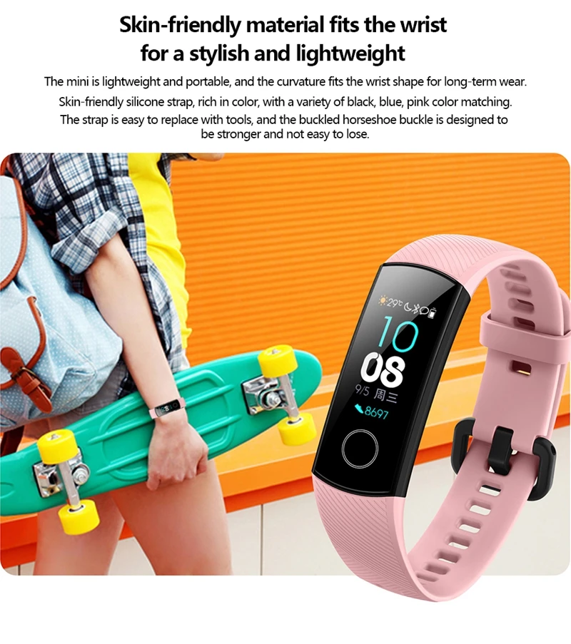 huawei Honor Band 5 Смарт-браслет Oximeter AMOLED сенсорный цветной экран плавание осанка Обнаружение 5ATM водонепроницаемый Honor Band