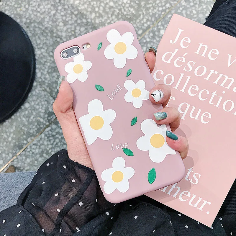 Милый чехол для телефона с цветами iPhone 7 8 6 S Plus мягкая задняя крышка из ТПУ Apple X XS MAX