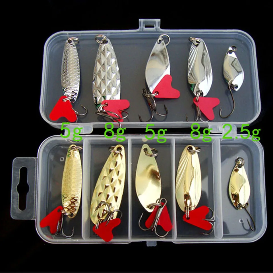10 шт./лот приманки для рыбной ловли ложка металлическая приманка в комплекте