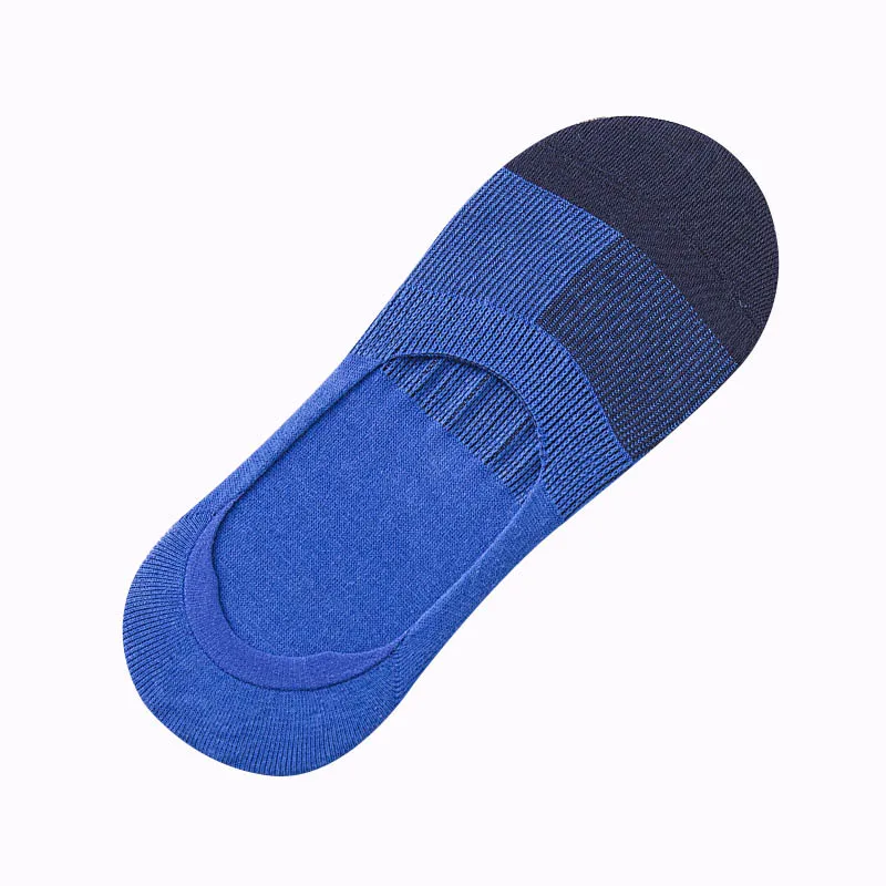 five pairs blue 5 пар/лот новые бизнес невидимые носки для мужчин для лета Нескользящие Анти-трение дышащие Лоскутные хлопковые Повседневные носки - Цвет: five pairs blue
