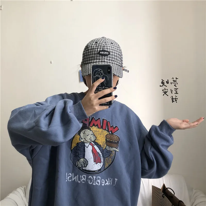 YouGeMan лучшие друзья Толстовка Осень Зима Ulzzang Harajuku Винтаж Забавный флисовый пуловер толстовки для женщин с длинным рукавом пот