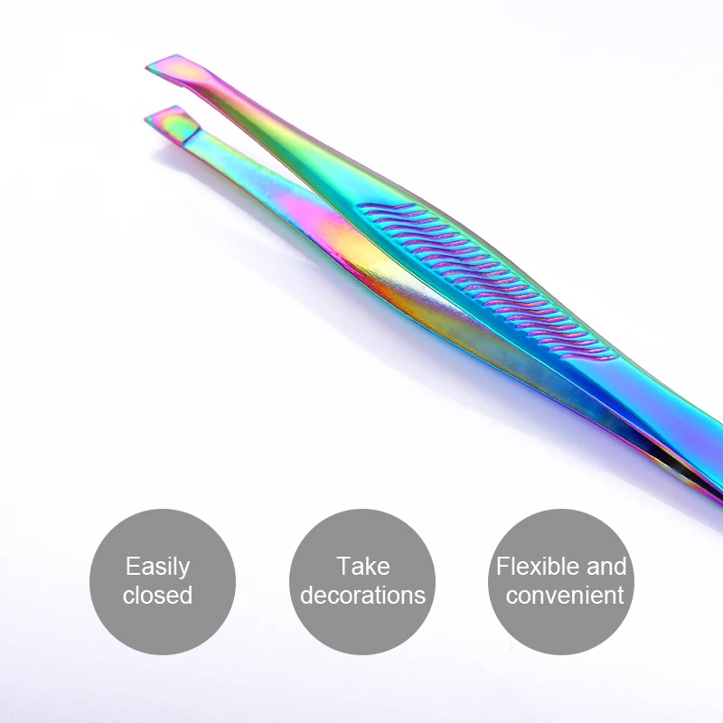 Ногтевой дизайн пинцеты из нержавеющей стали 3D наклейки стразы украшения