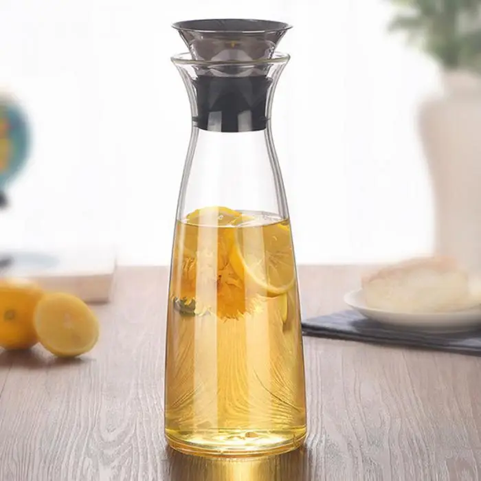 1000 мл Прозрачный большой стакан кувшин термостойкий контейнер для воды бутылка с крышкой фруктовый чай кувшин холодный сосуд для напитка чашка