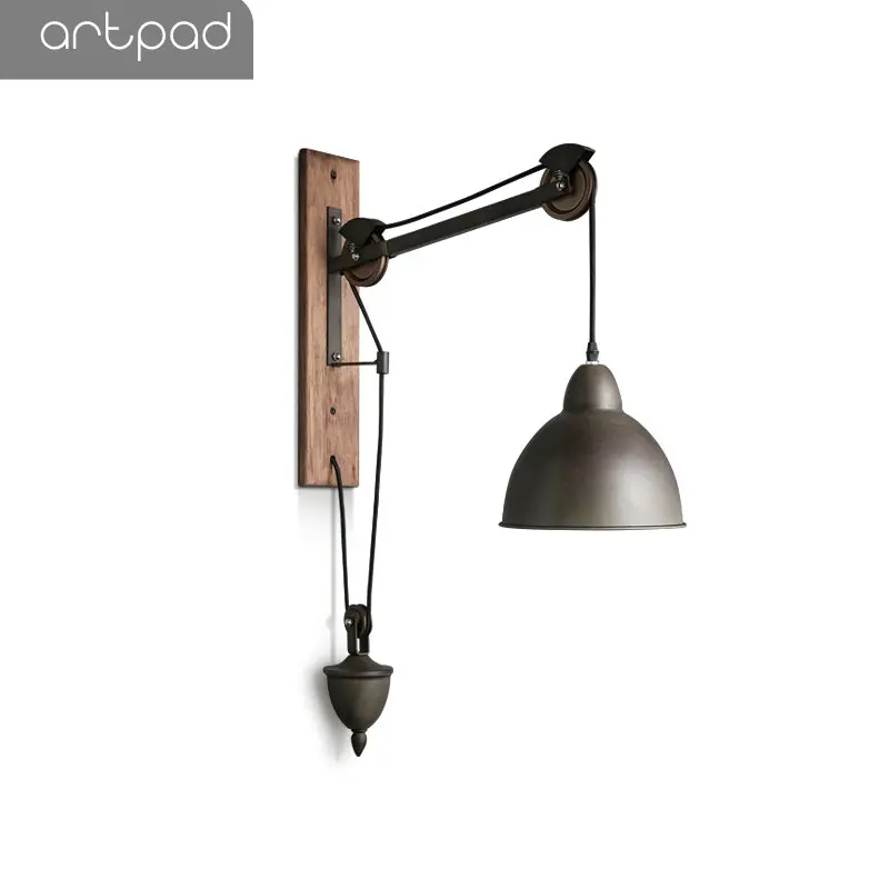 Artpad Американский промышленный Vinatge Ретро Pully настенный светильник для спальни