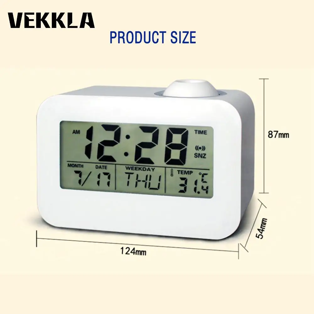 

Digital Alarm Clock LCD Screen Display Voice Control Backlight Projector Thermometer Clock Tablet Palms Voice-controlled Clock