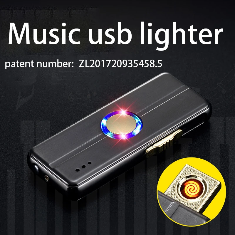 

Tungsten Turbo Usb музыкальная зажигалка, электрическая перезаряжаемая Зажигалка для сигарет, материал для курения, цинковый сплав