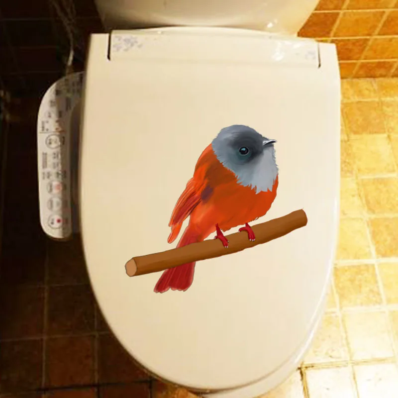 YOJA 21.2X19.4CM Lovely Bird Toilet Wall Sticker Decal Home Decoration Funny Animal T3-1230 | Дом и сад