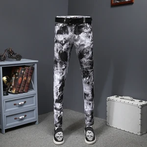 Джинсы мужские облегающие, Стрейчевые брюки из денима, узкие дизайнерские