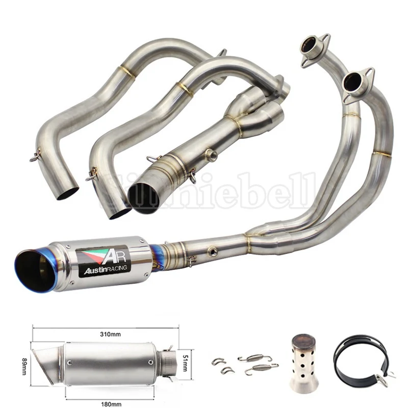 Для Yamaha MT07 mt-07 FZ07 FZ-07 Tracer XSR700 Moto Escape Pipe Slip-on мотоциклетная выхлопная труба akrapovic глушитель с соединительной трубой