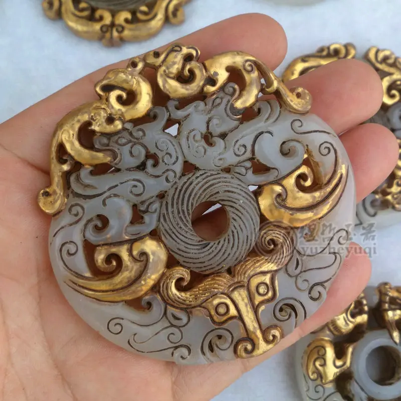 7 latest styles Collect the jade figurine of old carving in China which is plated with gold and imitation dragon | Дом и сад