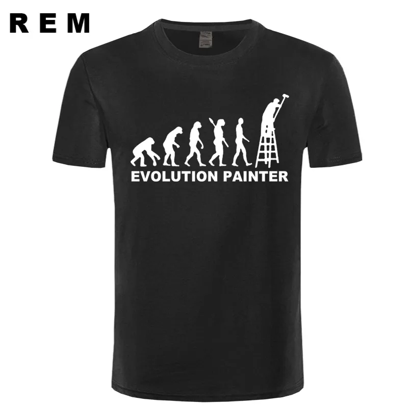 

REM Big Size Evolution Painter Men Male Bottoming Tee Shirt Funny Long Sleeve Cotton His And Hers Tshirt