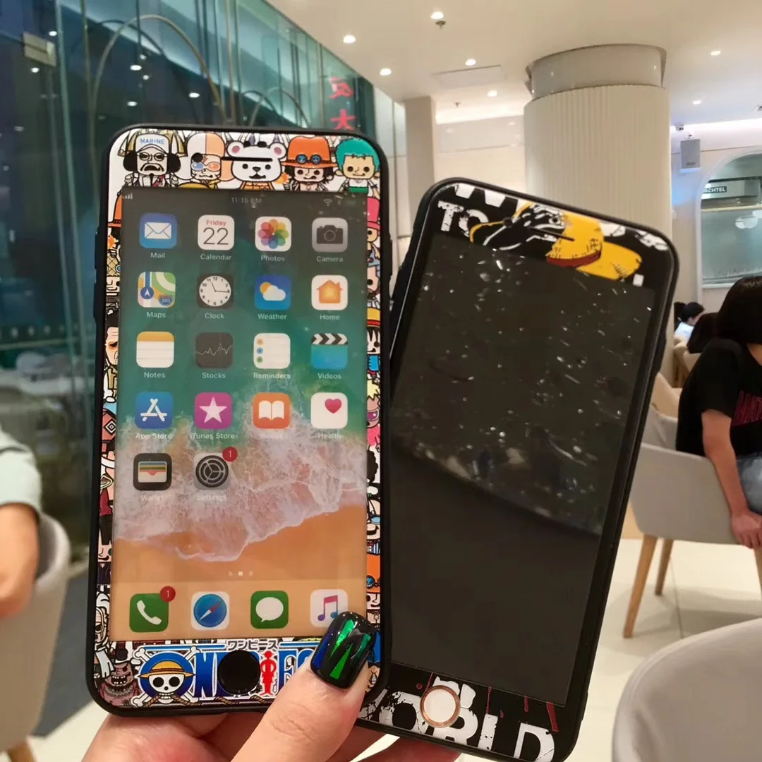 Защита экрана с мультяшным рисунком для iphone 6 6s 7 8 Plus закаленное стекло 3D 9H полным