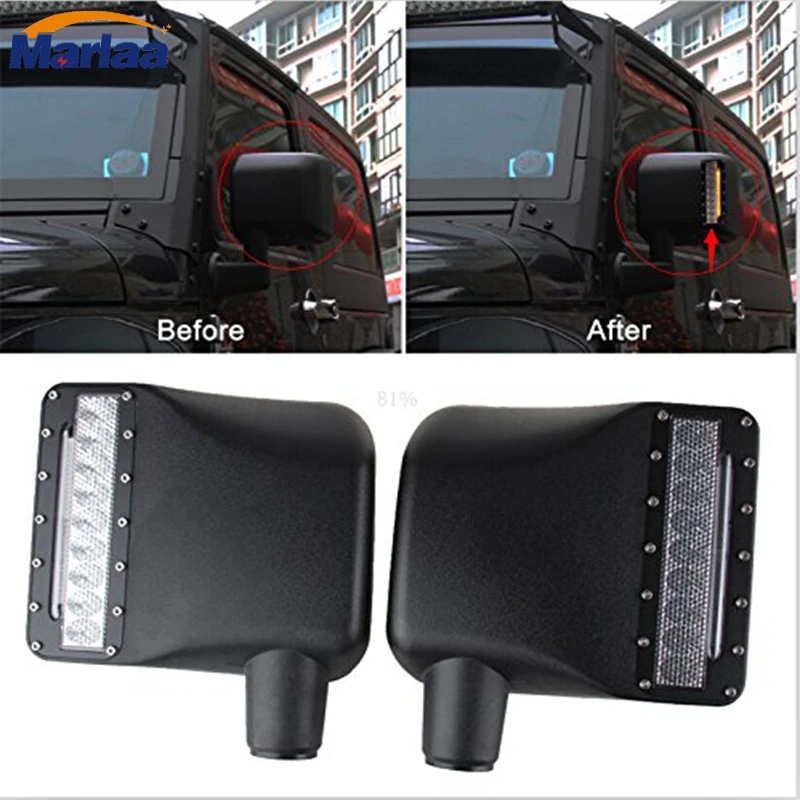 Ajustable Car LED Rearview Side Replacement Mirror With Turn Signal Lights White /Amber Beam For Jeep Wrangler |