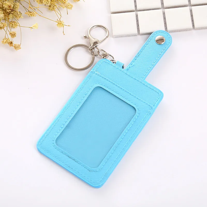 Blue 1 шт. PU держатель для карт портативный ID держатель для карт автобусные карты Чехол для офиса держатель для карт - Цвет: Blue