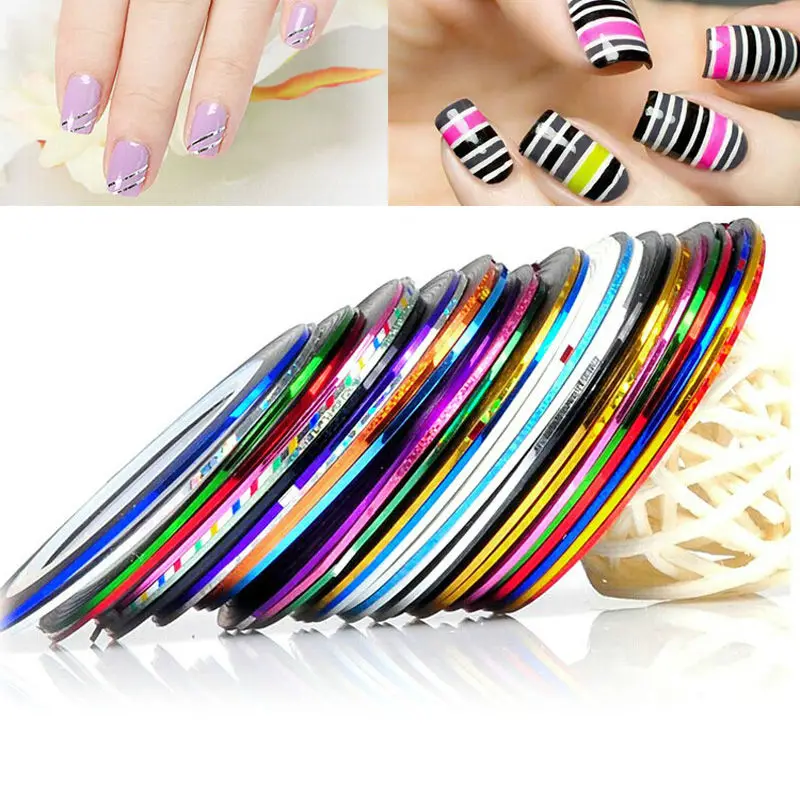 10 шт. Набор Разноцветные Rolls Чередование Ленты Линия Для Nail Art DIY Ногтей Наклейки