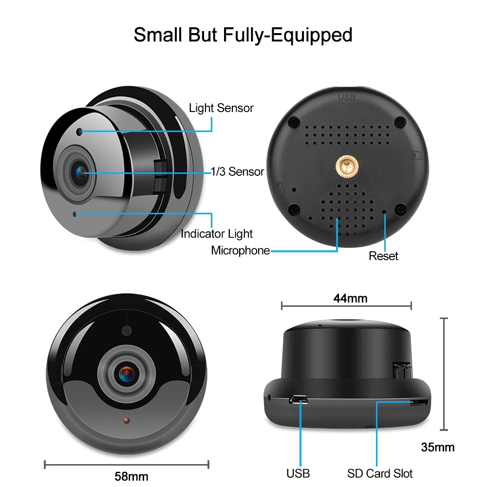 Домашняя мини камера безопасности Wi Fi IP 720 P беспроводная ONVIF P2P двухсторонние