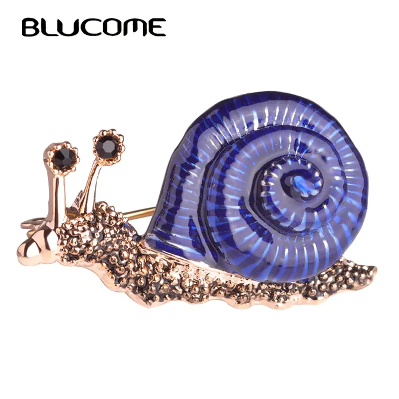 Blucome Snails Brooches For Women Antique Fleur De Lis Enamel Esmalte Animal Brooch Pins Shirt Collar Clip Rhinestone Broaches|snail brooch|animal