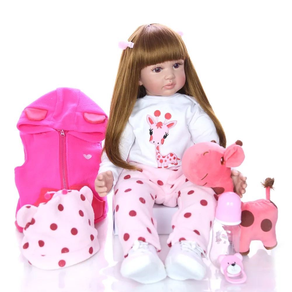 

NPK Boneca Reborn 23inch Soft Silicone Vinyl Doll 60cm Soft Silicone Reborn Baby Doll Newborn Lifelike Bebes Reborn Dolls