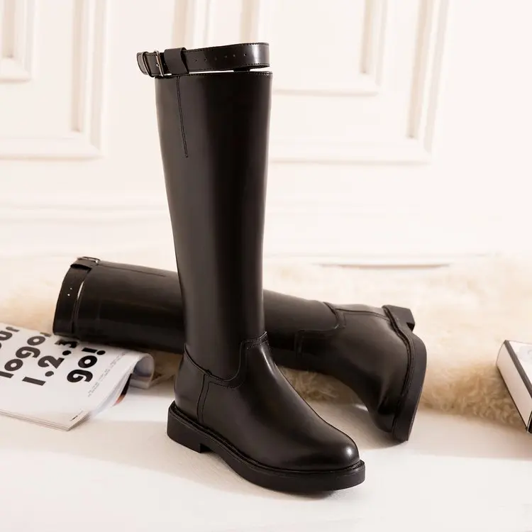 Aleafalling Для женщин сапоги для взрослых модные пряжки готический панк до колена без