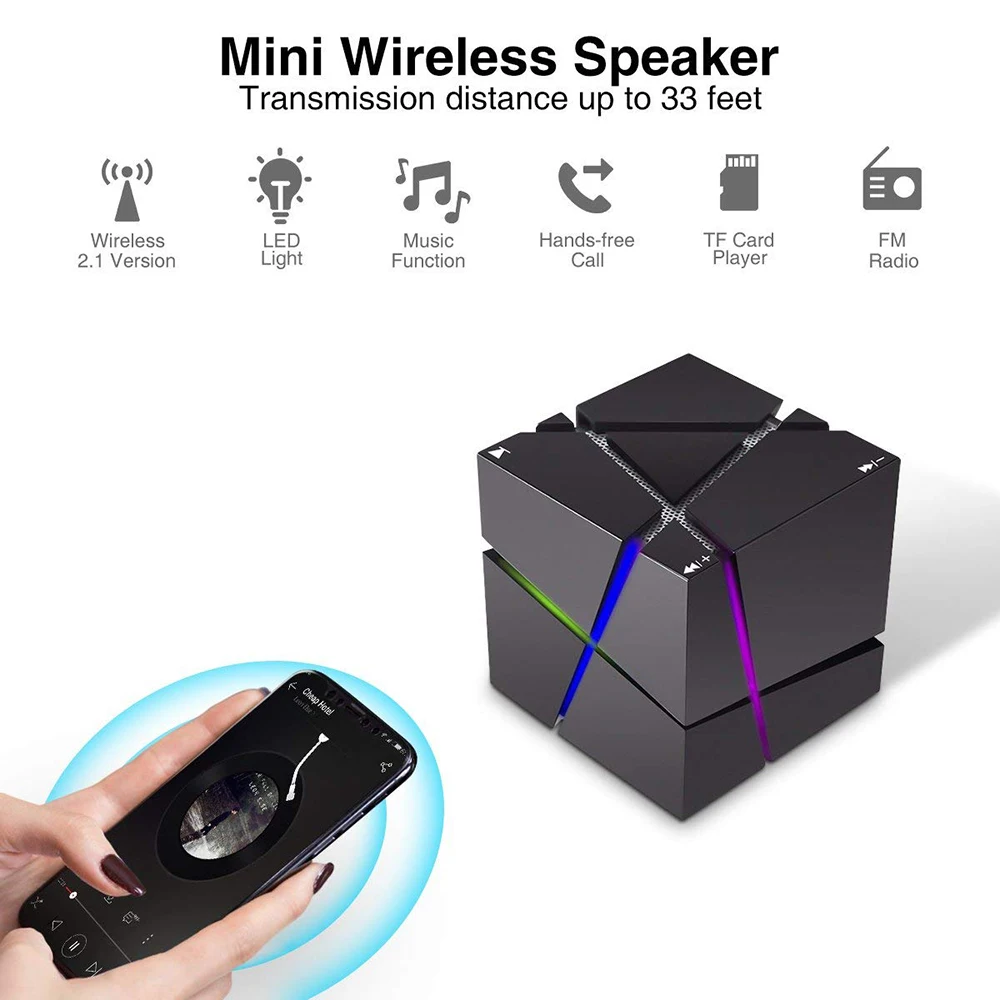 Bluetooth Колонка со светодиодной подсветкой и поддержкой FM радио|Портативные