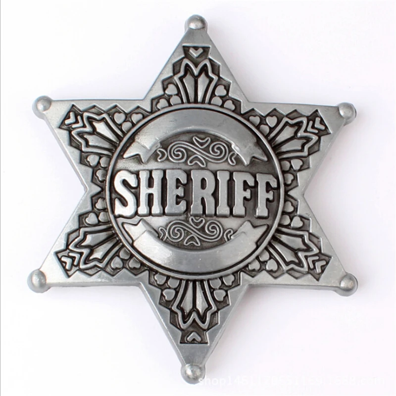 

Fashion punk belt buckel metal Police Badge Hip hop decorative belt Hexagonal star Punk rock style belts buckle