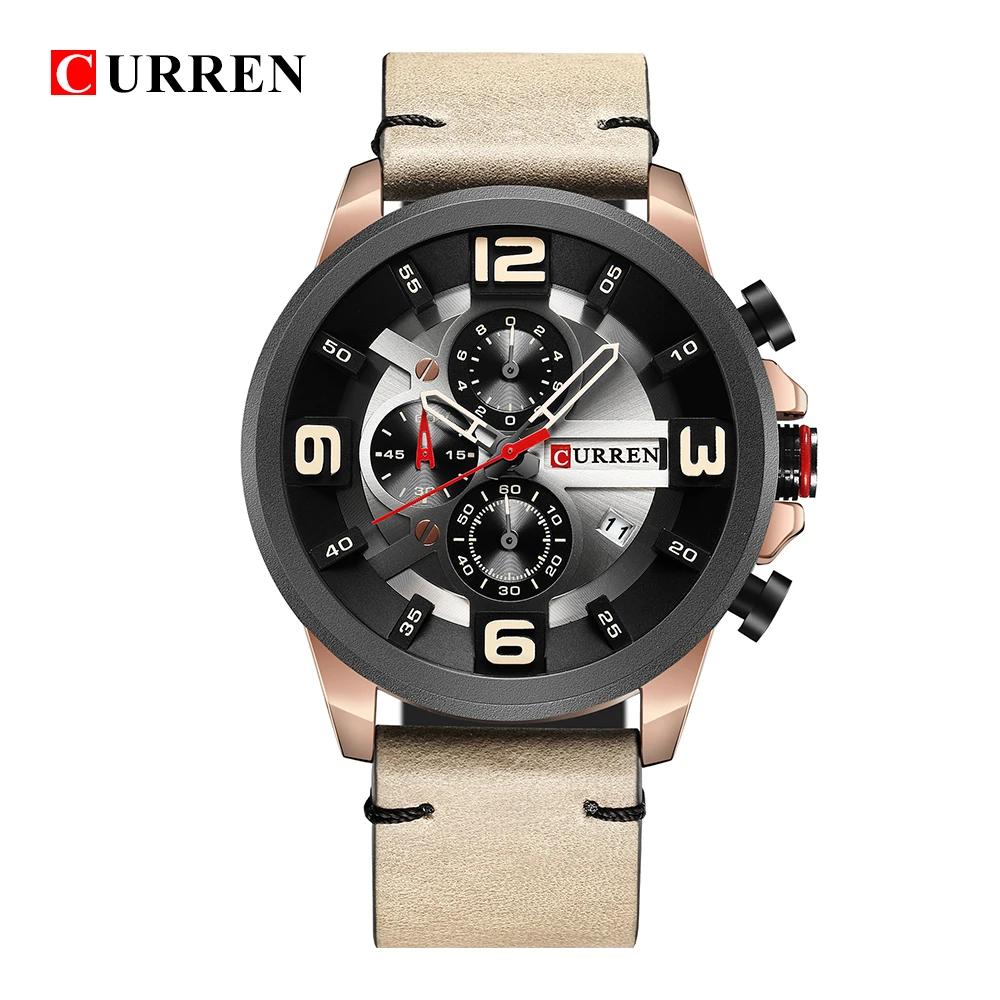 CURREN 8288 Топ люксовый бренд Мужские часы мужские спортивные кварцевые кожаные