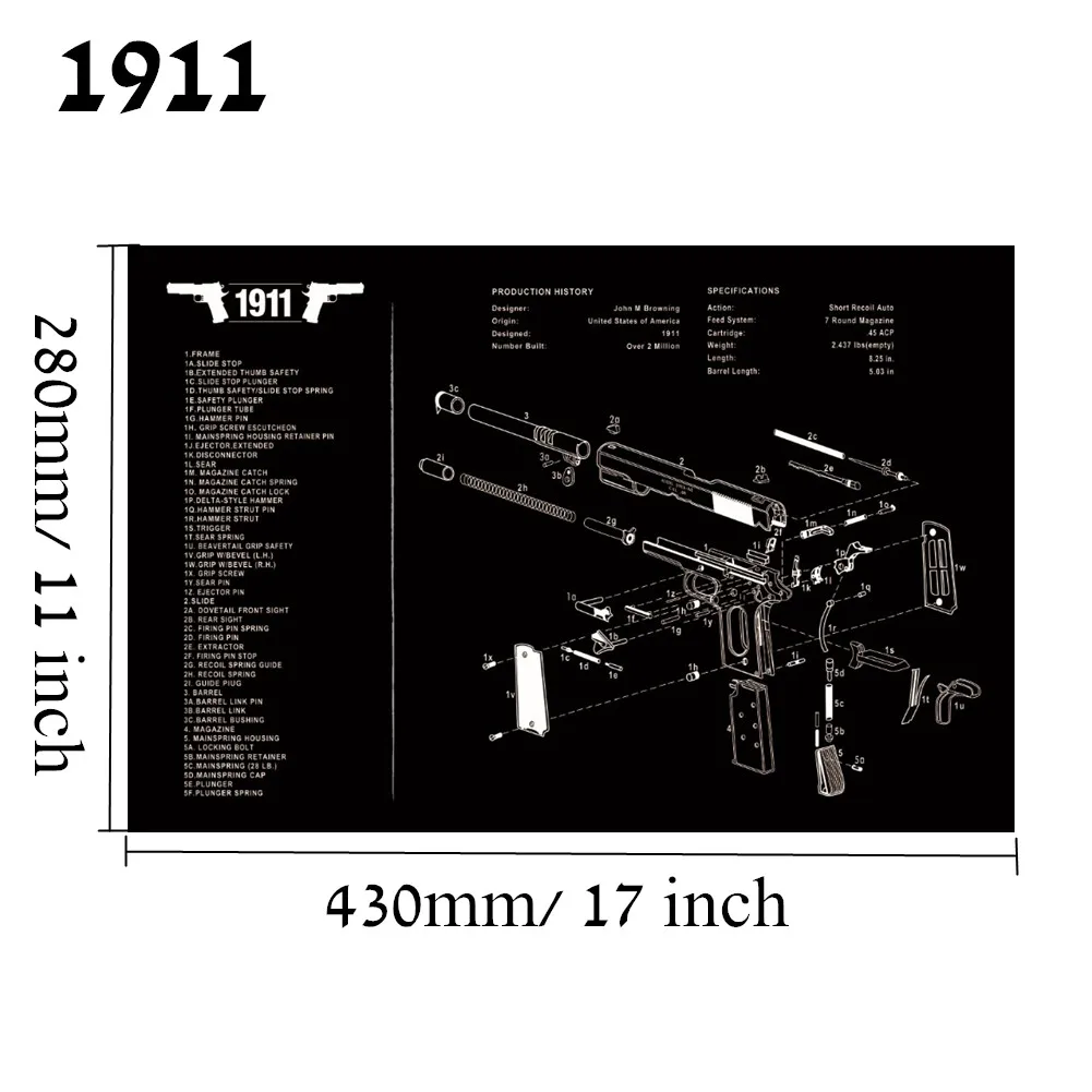 1911 Большой чистящий коврик для ружья AR15 AK47 Glock 1911 SIG винтовка пистолет оружейный оружейник разборка ремонт набор инструментов для сборки скамьи колодки - Цвет: 1911