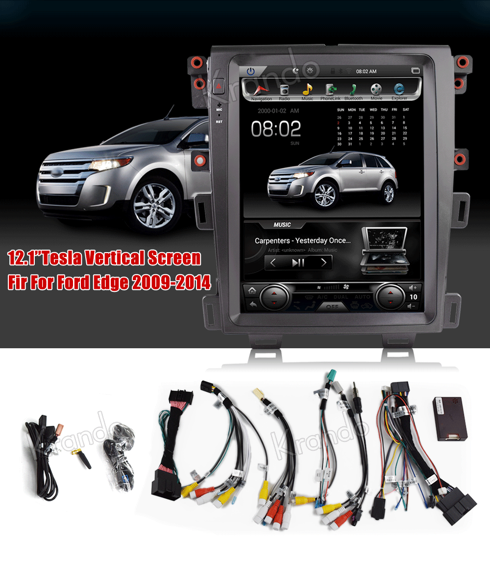 Krando Автомагнитола gps android 8,1 12," для FORD EDGE 2009- Tesla вертикальный экран навигационная мультимедийная система A/C bluetooth