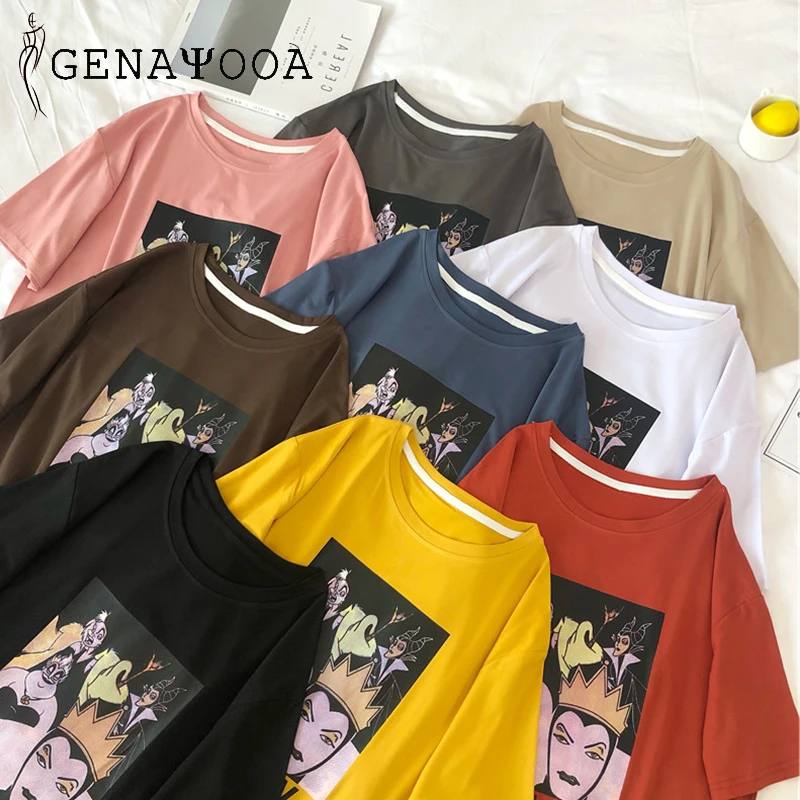 Genayooa Vogue Harajuku летняя футболка для женщин 2019 модная повседневная с круглым вырезом