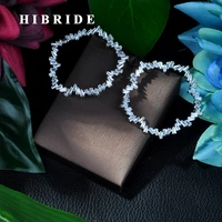 hibride latest fashion new earrings for women wedding trendy stud earrings round shape cubic zircon jewelry party gift e 36