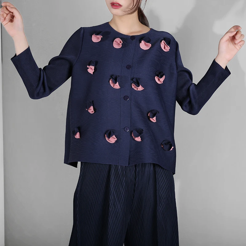 Женская плиссированная футболка LANMREM большого размера с длинным рукавом и