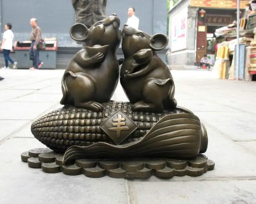 Китайская статуя фэн шуй из чистой бронзы|mouse|mouse mousemouse statue |