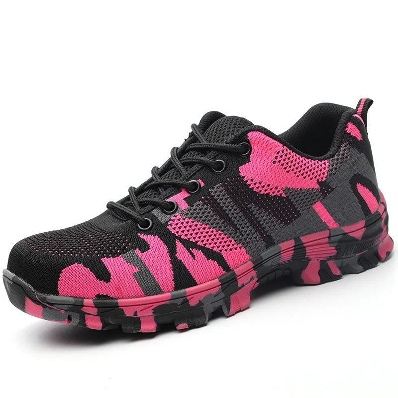 pink Camouflage ZYYZYM/мужские рабочие ботинки, большие размеры, уличные военные ботинки со стальным носком, мужские камуфляжные армейские ботинки с защитой от проколов,защитная обувь стальным носком защитная обувь со стальным носком - Цвет: pink Camouflage