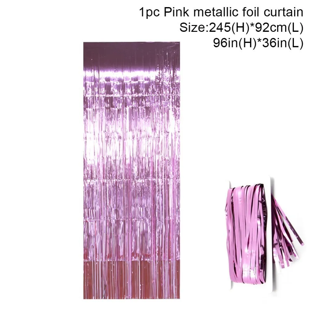 Pink Переливающаяся 3 фута x 8 футов металлическая бахрома из фольги шторы для дня рождения радуга вечерние украшения свадьба Вечеринка сценический фон - Цвет: Pink