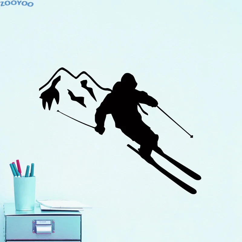 

ZOOYOO Skier Skiing Wall Sticker Extreme Sport Home Decor Living Room Decoration Removable Wall Decals For Children Kids Room