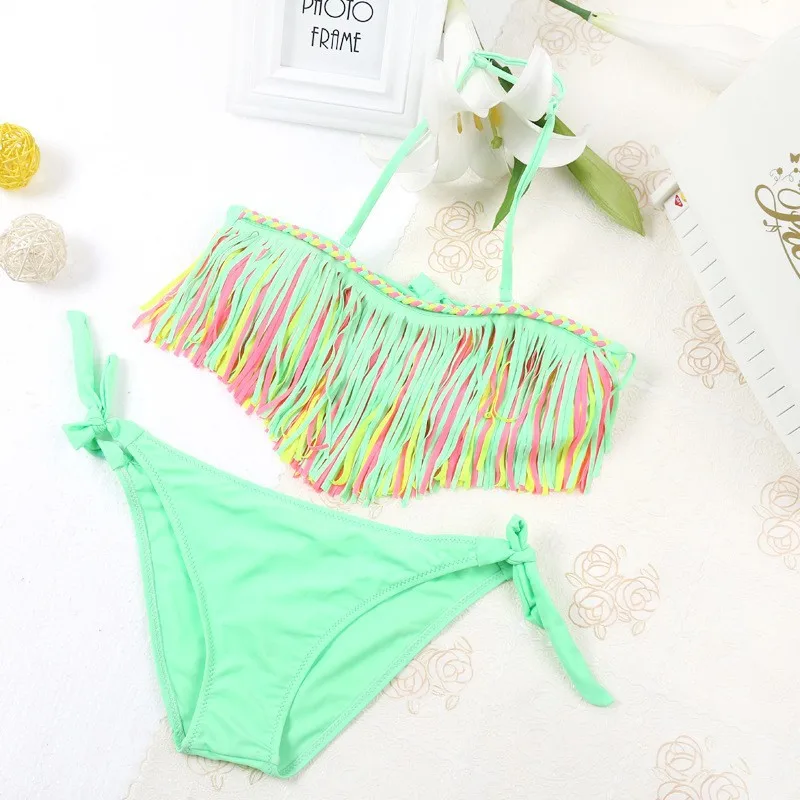 Детский купальник бикини 2018 с кисточками для маленьких девочек купальный костюм