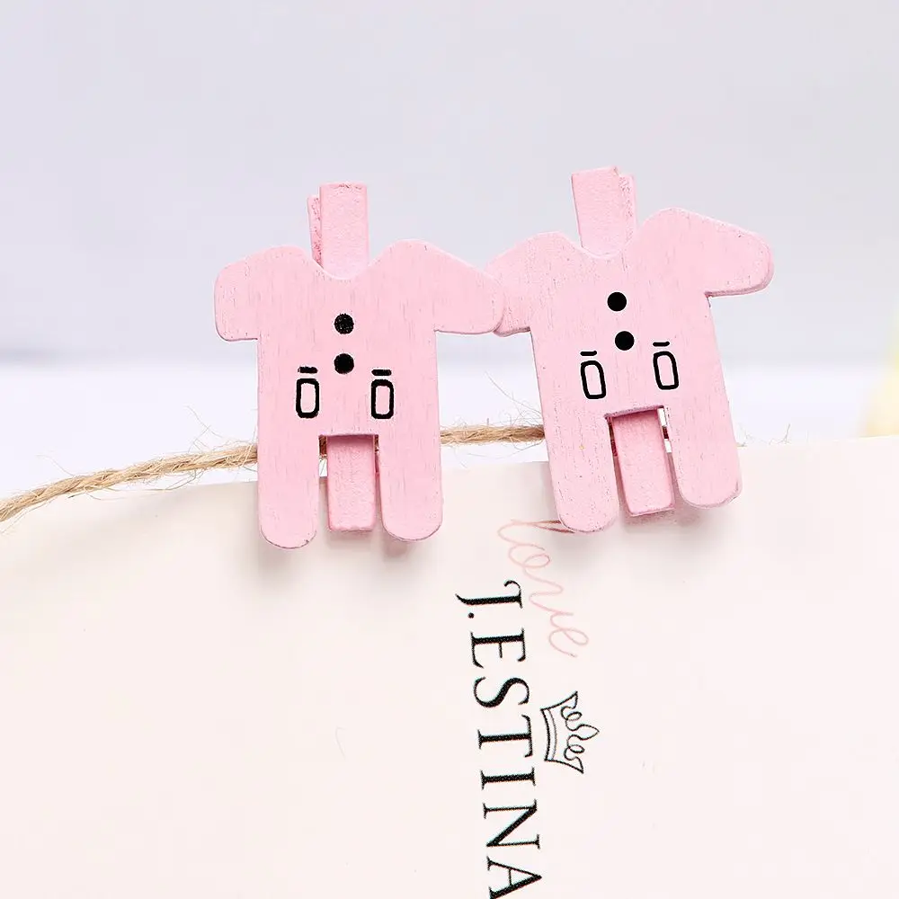 

10pcs Wooden pink clothes small clip photo clip cartoon girl heart decoration clip for bag Students' DIY tools