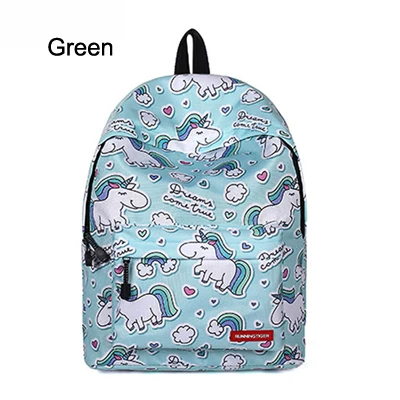 Green Mochila unicor AliExpress горячая Распродажа Единорог Рюкзак для женщин бренд школьный рюкзак сумки для девочек 15-дюймовый ноутбук рюкзак FN913 - Цвет: Green