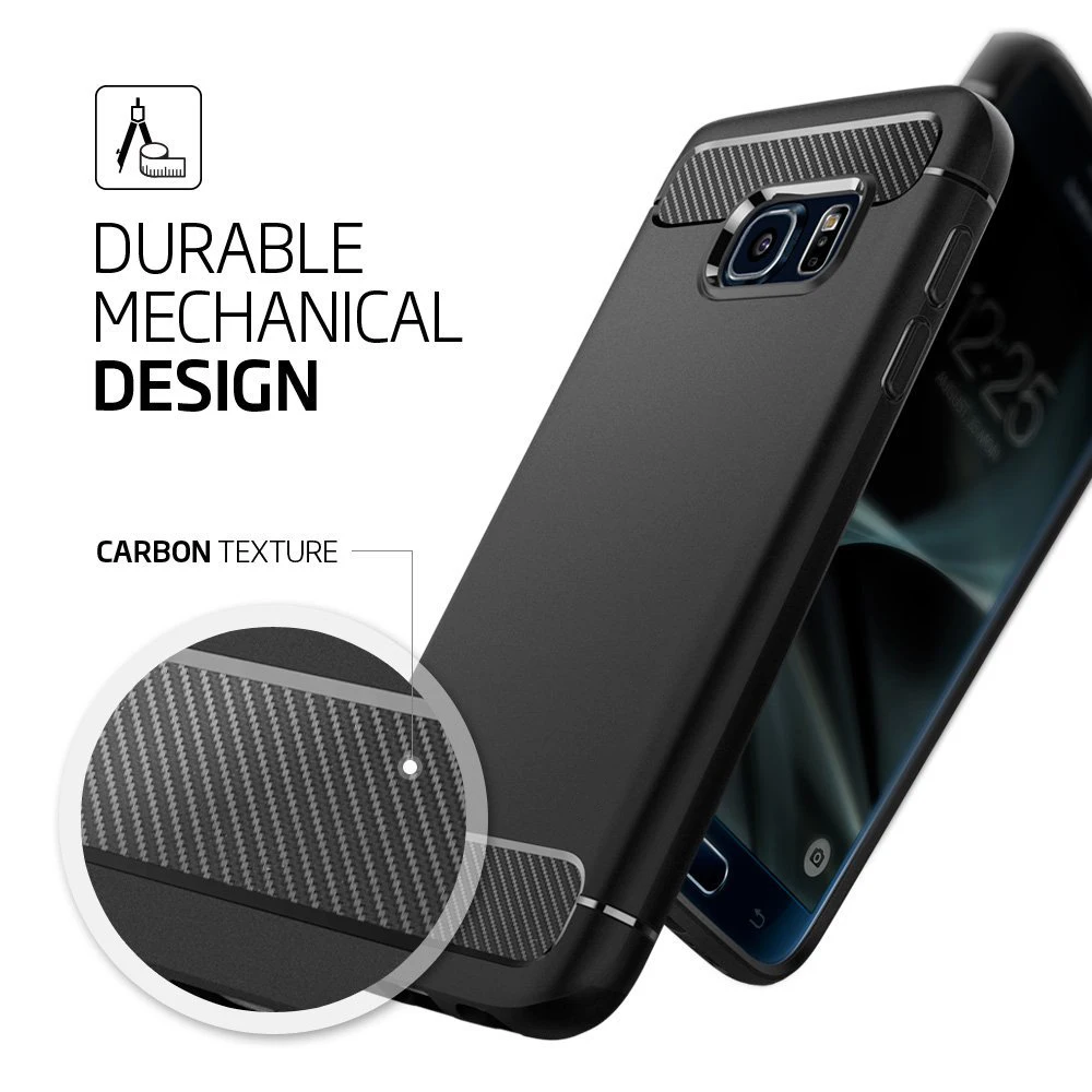 Оригинальные Spigen Rugged Armor для Samsung Galaxy S7 / Edge Текстура из углеродного волокна Гибкие