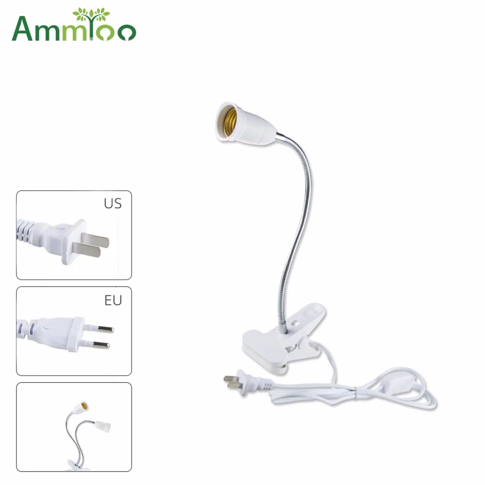 Цоколь лампы AmmToo E27 гибкий зажим переключатель LED настольная книга держатель