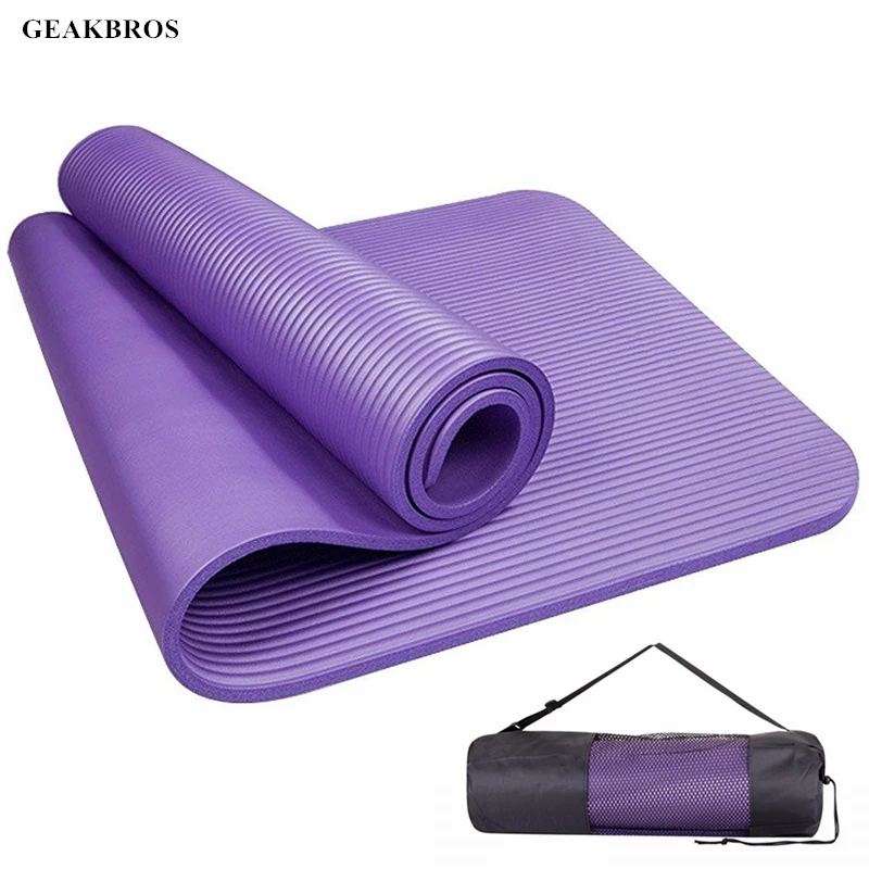 

10MM Non-slip Yoga Mat 183*60*10mm High Density NBR Exercise Mat For Pilates Fitness Workout Floor Exercises w/Carrying Strap