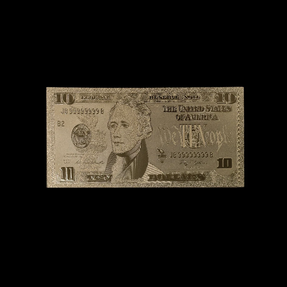 10 шт./лот 24k золотые банкноты доллары красочные покрытые искусственные деньги
