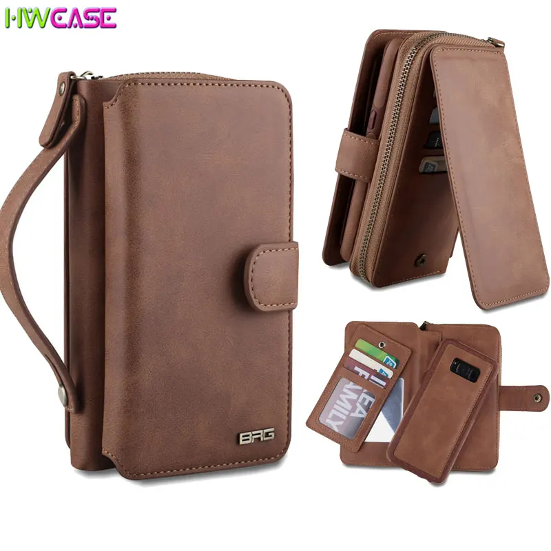 2In1 Многофункциональный молния леди сумки из натуральной кожи для Samsung Galaxy S8 плюс