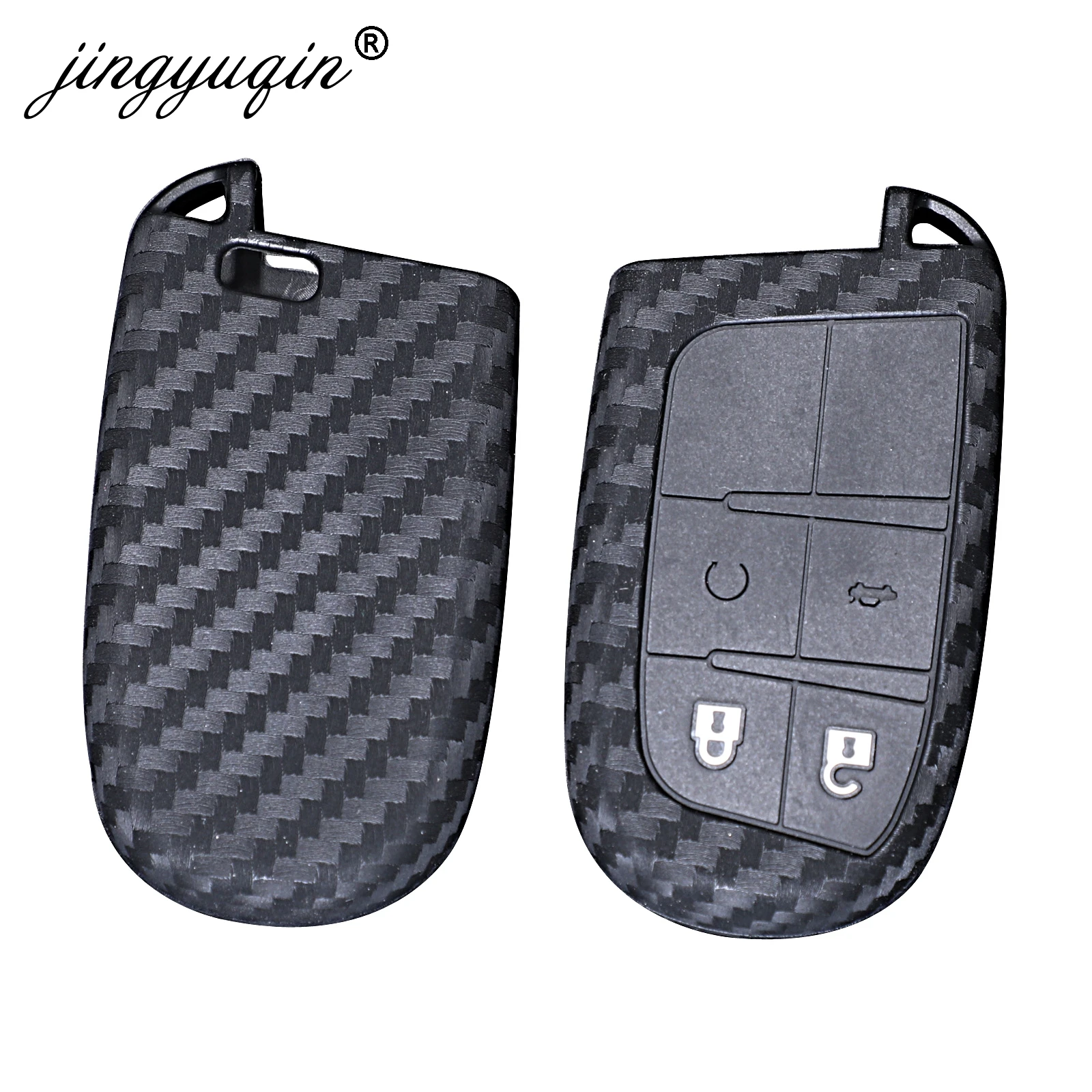 Jingyuqin углеродный силиконовый умный чехол для ключей Fiat Jeep Renegade Grand Cherokee Dodge Ram 1500