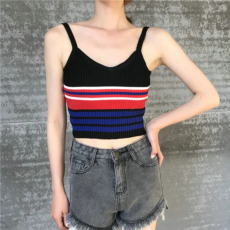 Летний топ Для женщин Трикотажная майка Boho Сексуальная с открытыми плечами