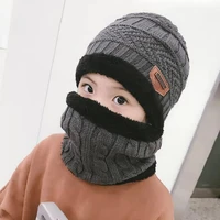 2021 hot child 2pcs winter balaclava beanies knitted hat and scarf for 3 10 years old girl boy hats students hats caps ski cap